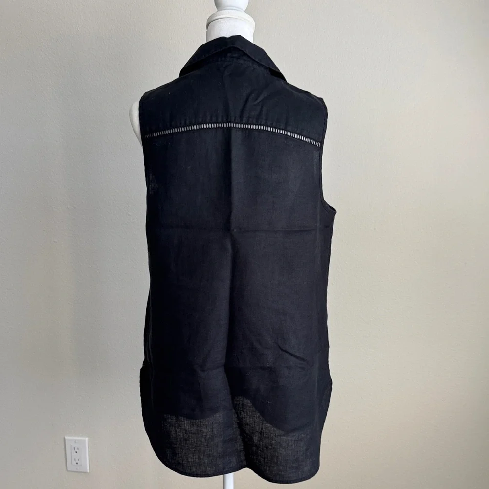 Chicos no iron linen Sleeveless Black Collared Top - Picture 8 of 10
